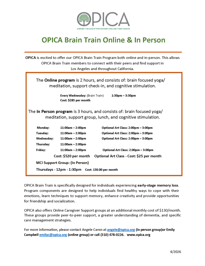 Opica Brain Train and in Person
